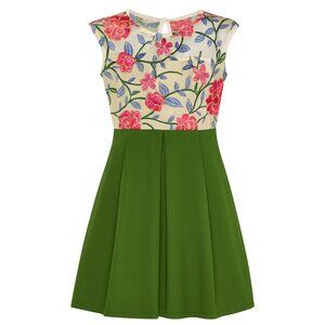 Beck Shine Floral Sleeveless Mini dress Size: S Green an
